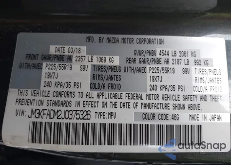 2018 Mazda Cx-5 Grand Touring from USA, damaged, VIN JM3KFADM2J0375326